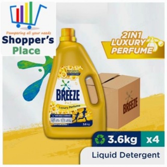 Breeze Liquid Detergent - Luxury Perfume 3.6kg x 4 - Carton Sales